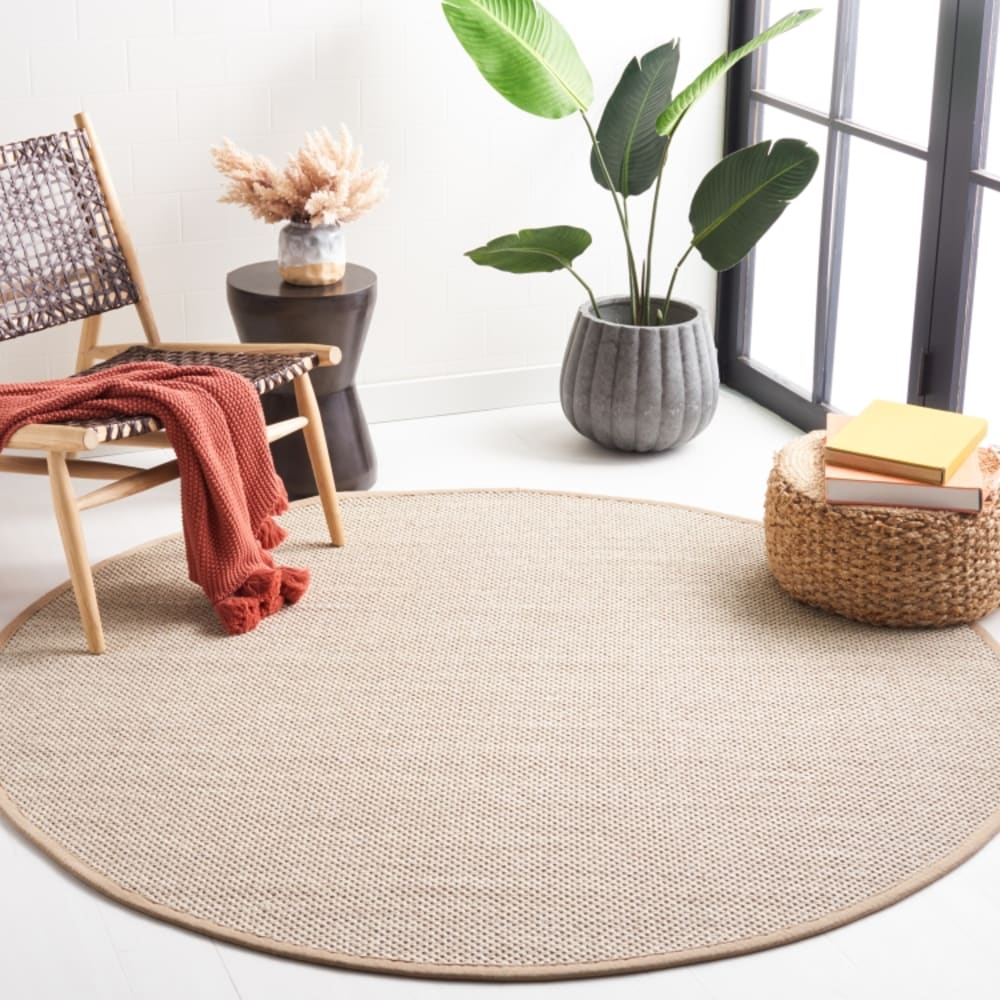 Tapis fibre naturelle en sisal blanc/beige, 122 cm — vue 3