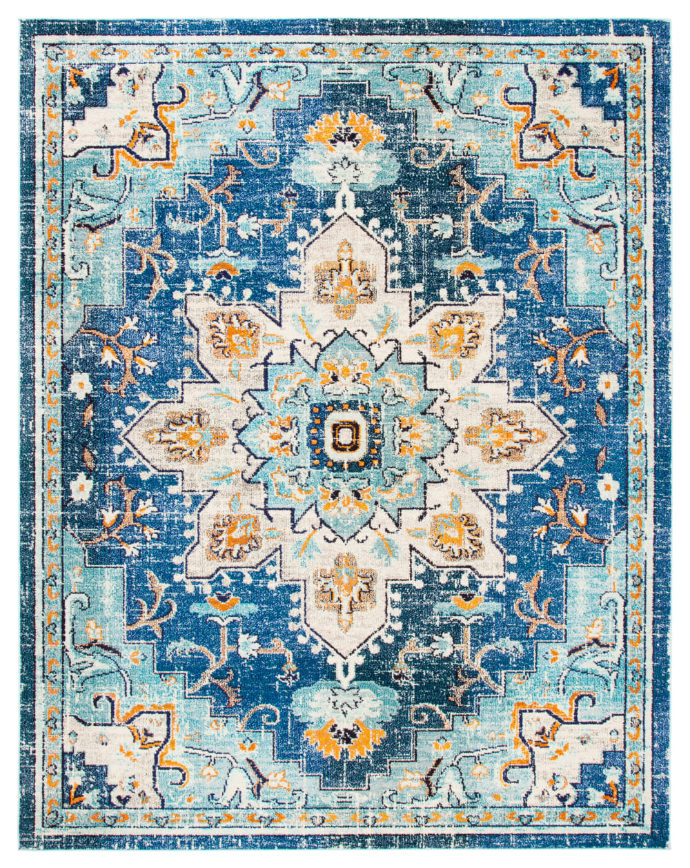 Safavieh Tapis de transition en polypropylène bleu, 244 x 305 cm style vintage - Pp - Polypropylène