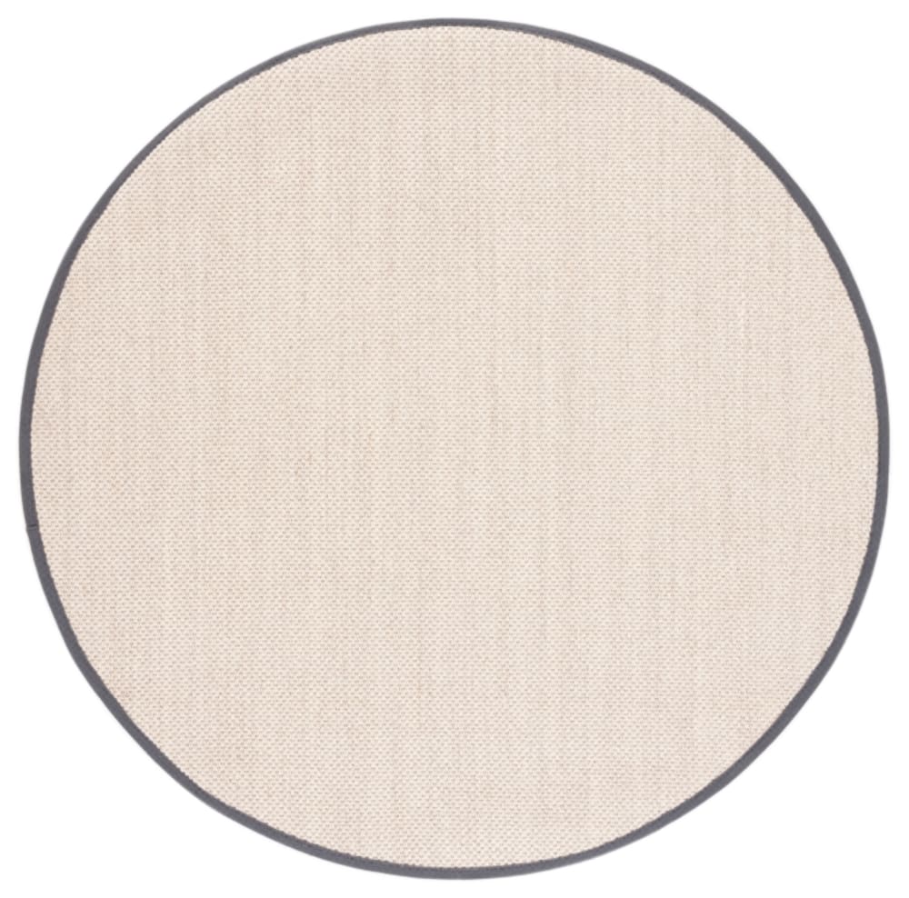 Tapis fibre naturelle en sisal blanc/gris, 122 cm