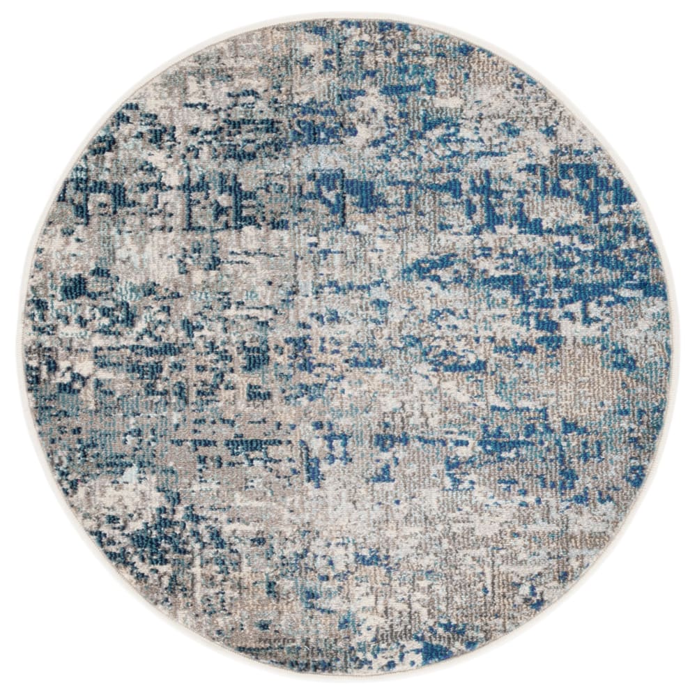 Safavieh Zeitgenössische Polypropylen-Teppich in Grau/Blau, 122 cm style modern Blau Pp - Polypropylen