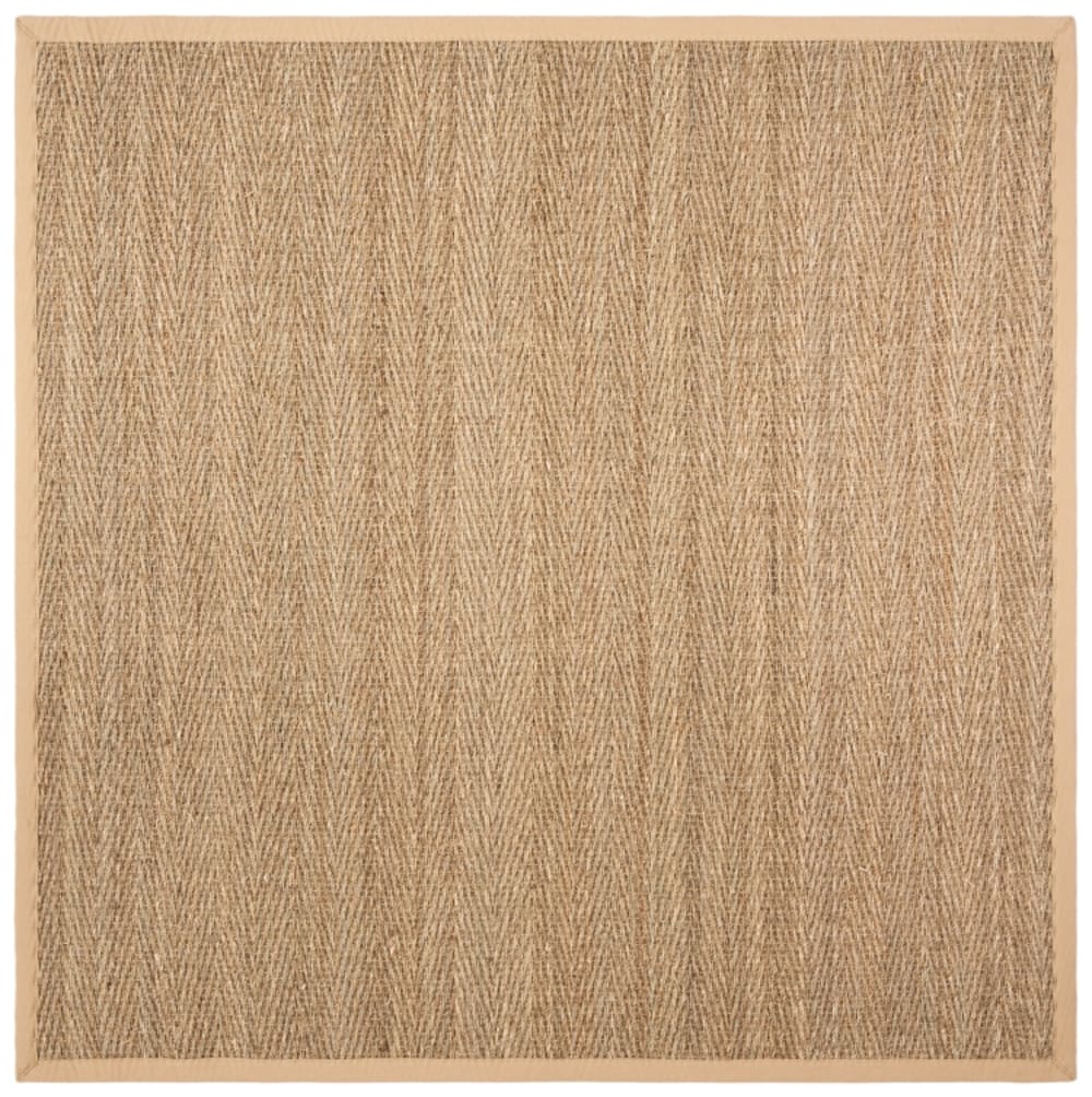 Tapis fibre naturelle en herbiers marins beige, 122 x 122 cm
