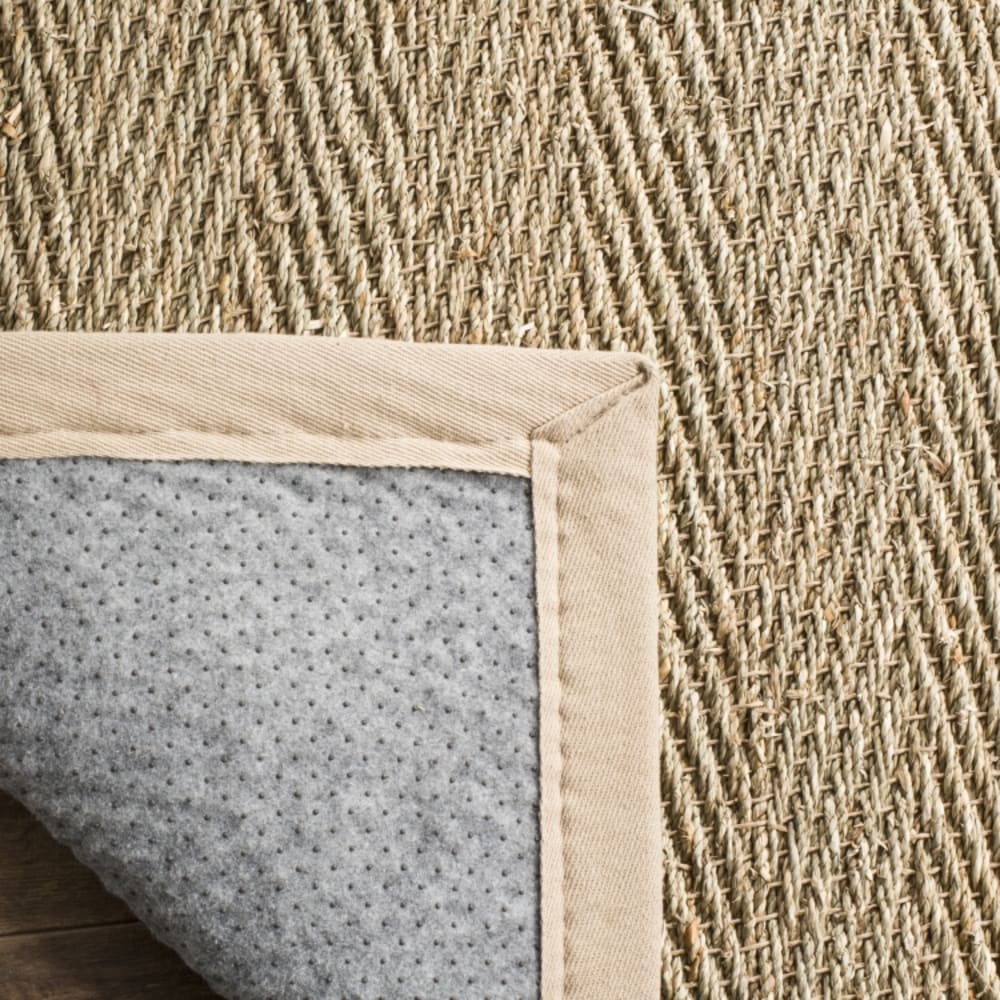 Tapis fibre naturelle en herbiers marins beige, 122 x 122 cm — vue 3