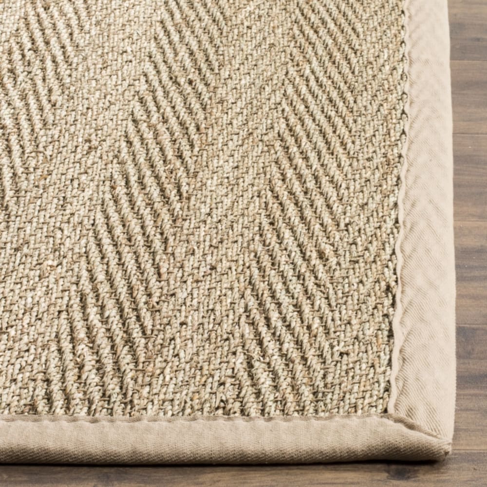 Tapis fibre naturelle en herbiers marins beige, 122 x 122 cm — vue 4