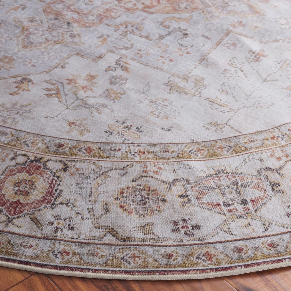 Tapis traditionnel en polyester gris/orange, 91 cm — vue 4