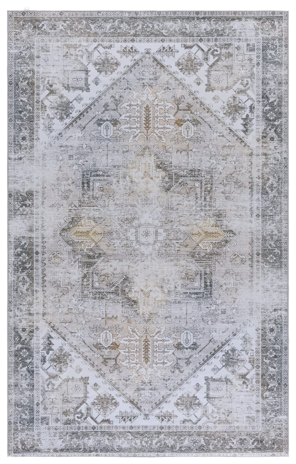 Tapis traditionnel en polyester beige/gris, 122 x 183 cm
