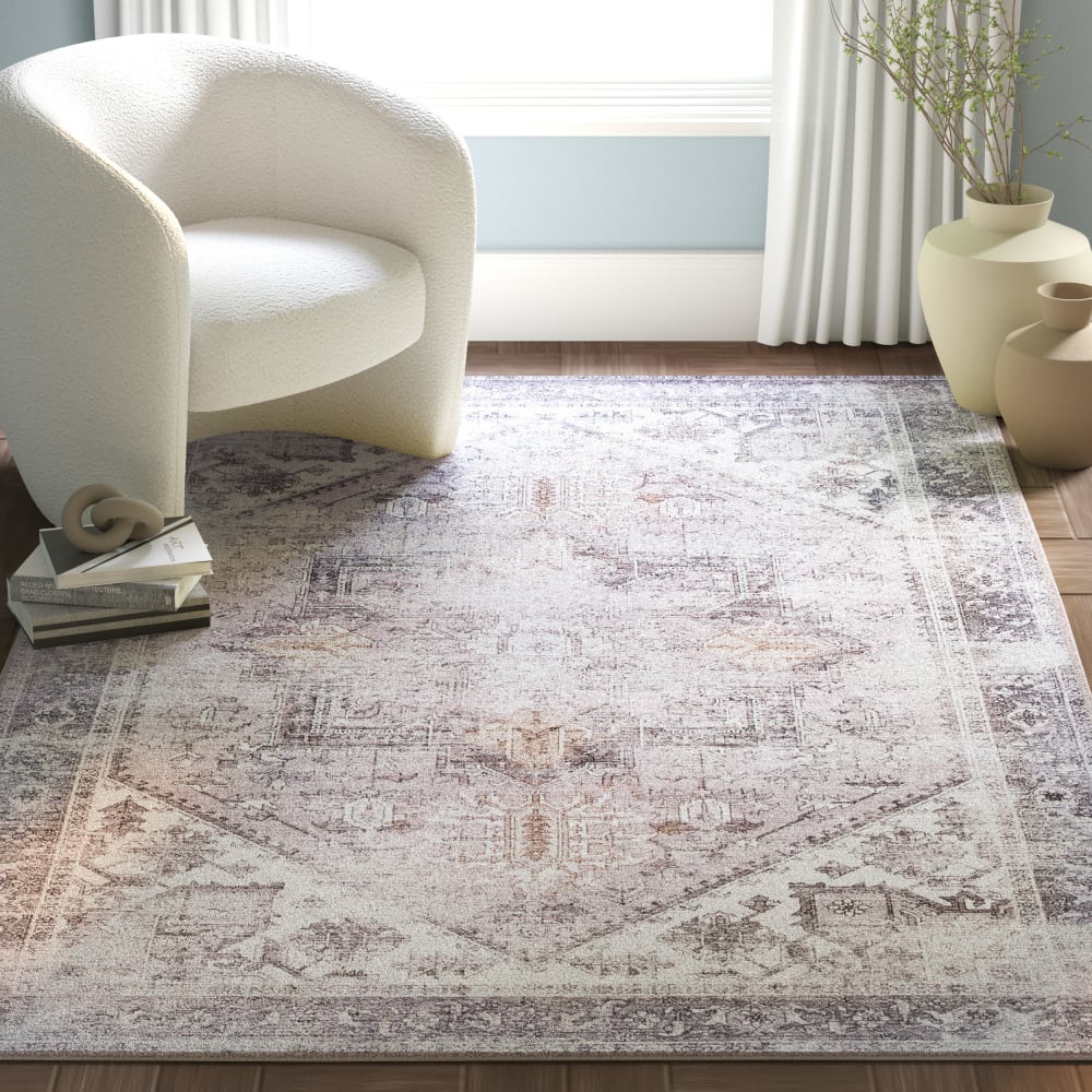 Tapis traditionnel en polyester beige/gris, 122 x 183 cm — vue 3