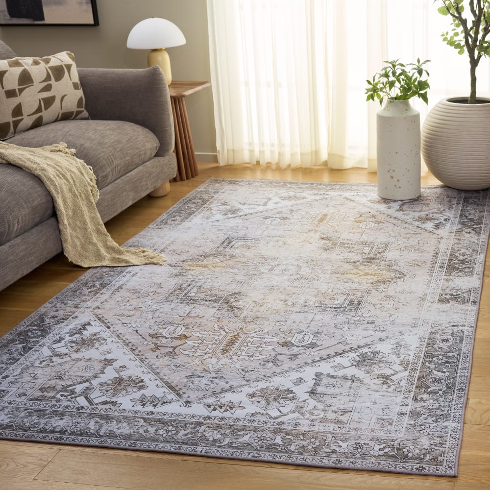 Tapis traditionnel en polyester beige/gris, 122 x 183 cm — vue 4