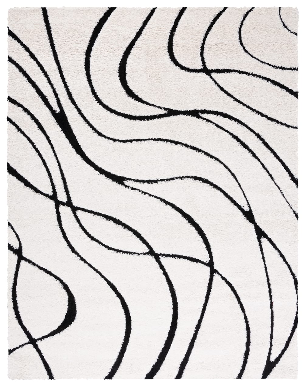 Tapis en polypropylène blanc/noir, 236 x 305 cm