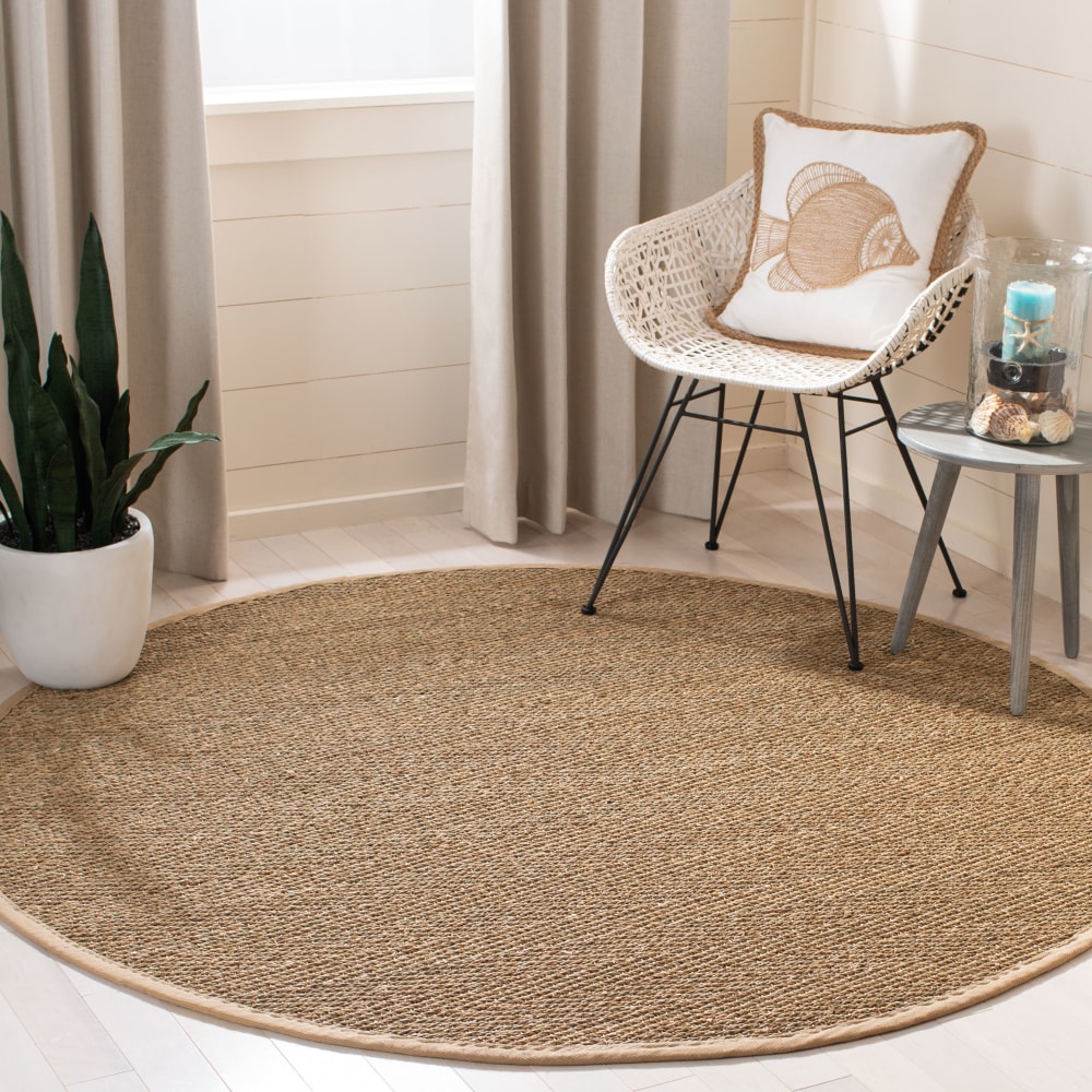 Tapis fibre naturelle en herbiers marins beige, 183 cm — vue 3