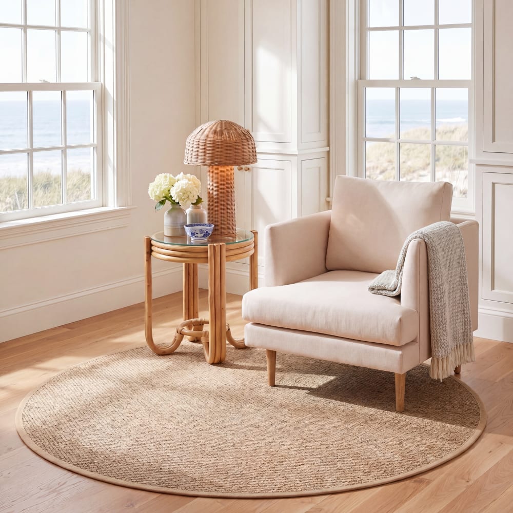 Tapis fibre naturelle en herbiers marins beige, 183 cm — vue 4