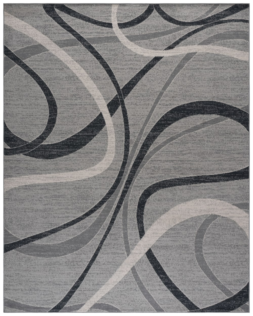 Tapis moderne en polyester gris/blanc, 240 x 305 cm