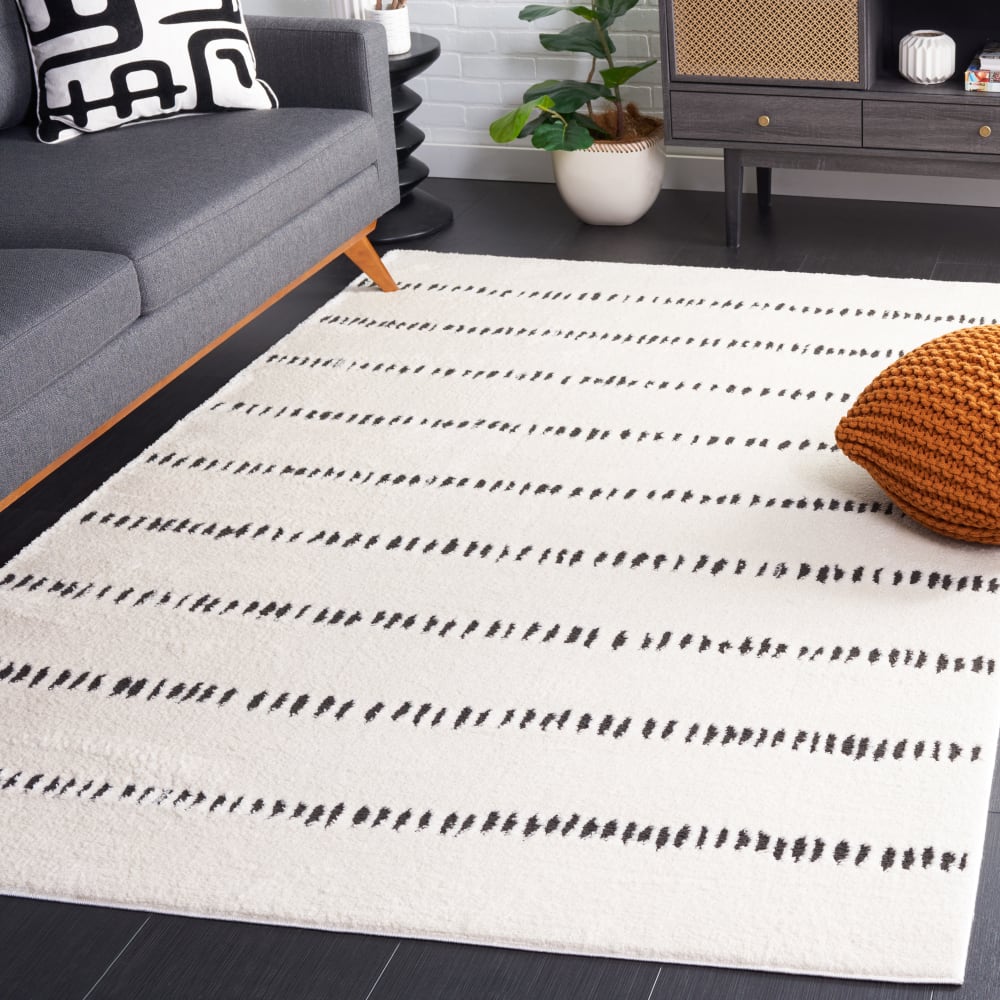 Tapis moderne en polyester blanc/noir, 122 x 183 cm — vue 3