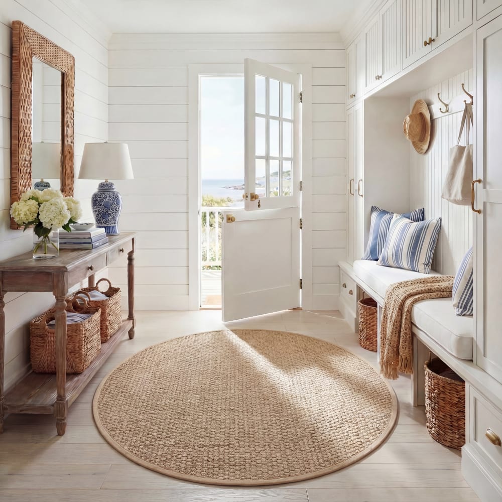 Tapis fibre naturelle en herbiers marins beige, 213 cm — vue 4