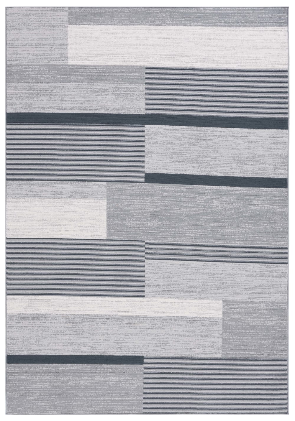 Tapis moderne en polyester gris/noir, 122 x 183 cm