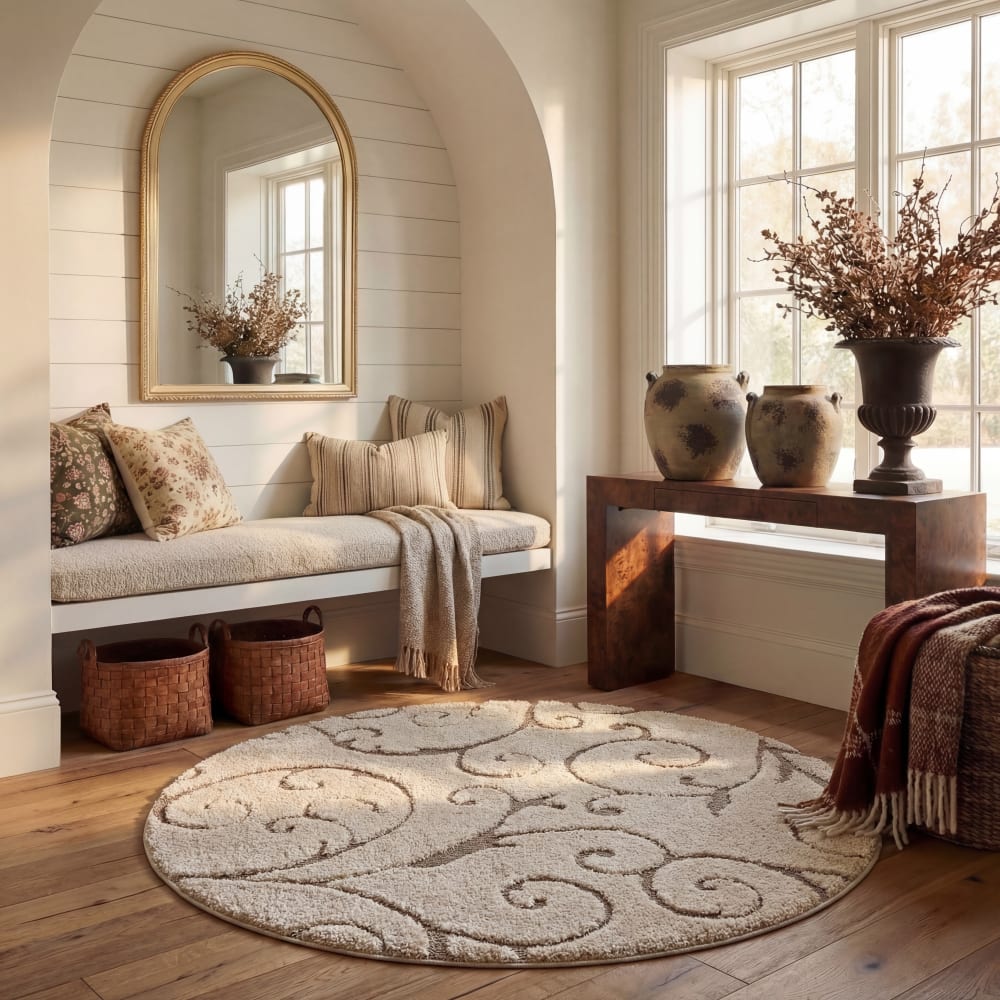 Tapis en polypropylène beige, 122 cm - Maisons du Monde
