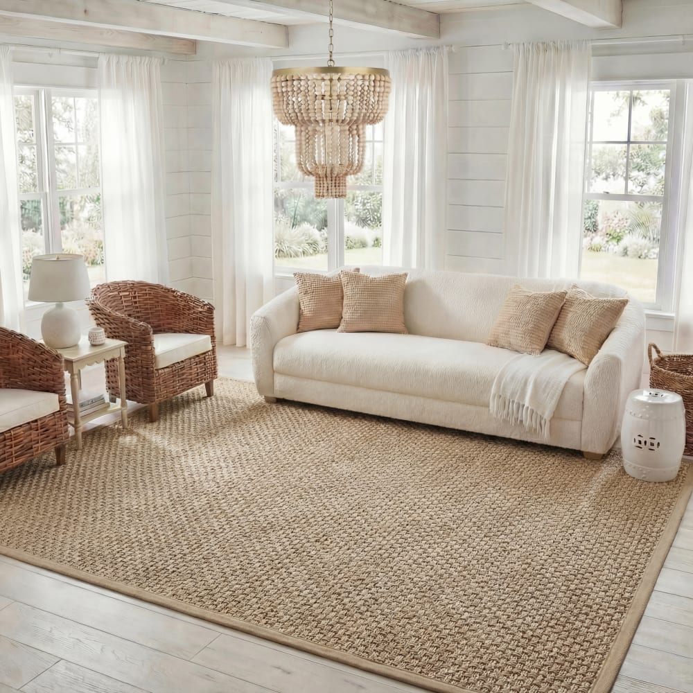 Tapis en herbiers marins beige, 183 x 274 cm — vue 3
