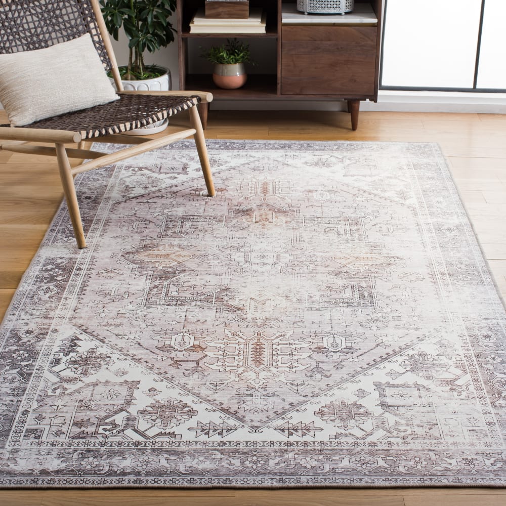 Tapis traditionnel en polyester beige/gris, 183 x 274 cm — vue 3
