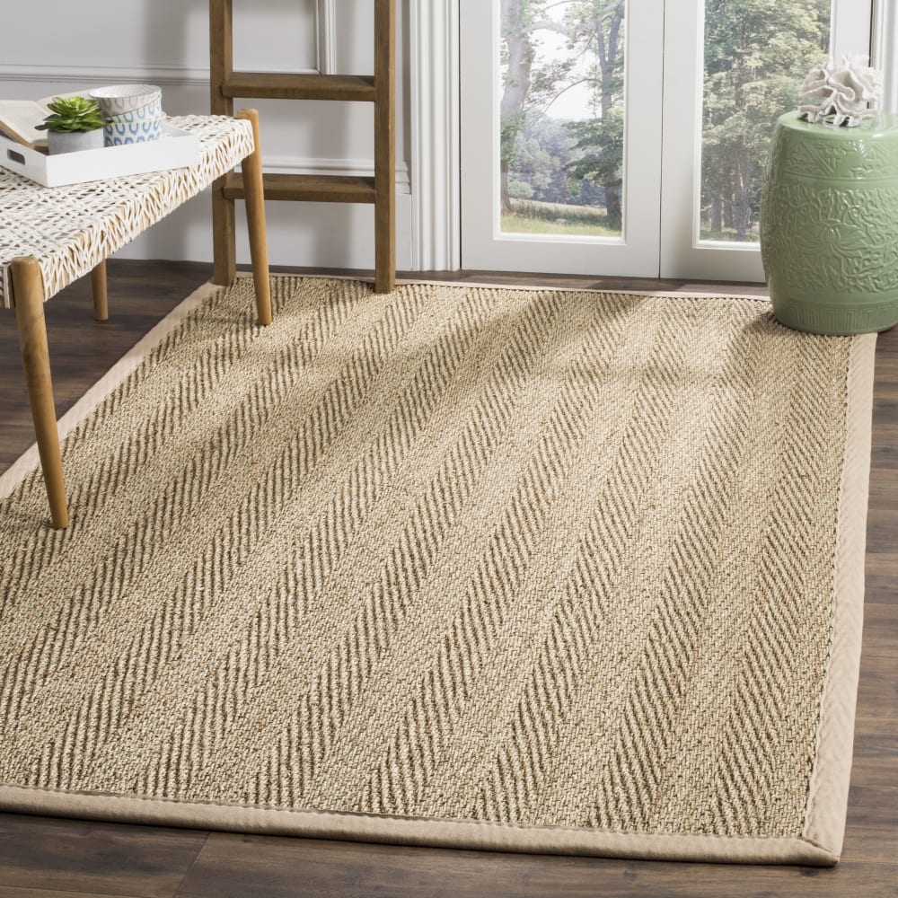 Tapis en herbiers marins beige, 122 x 183 cm — vue 3
