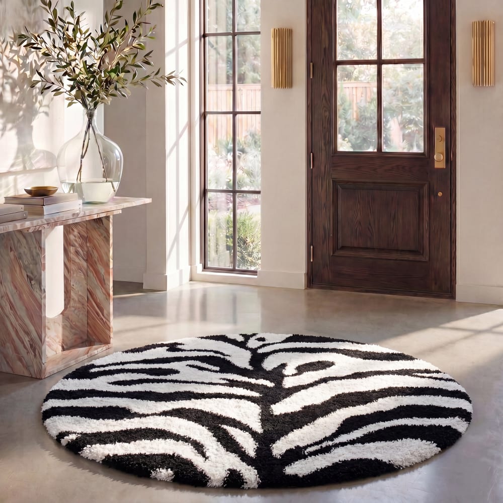 Safavieh Tapis en polypropylène blanc/noir, 122 cm style classique chic - Pp - Polypropylène