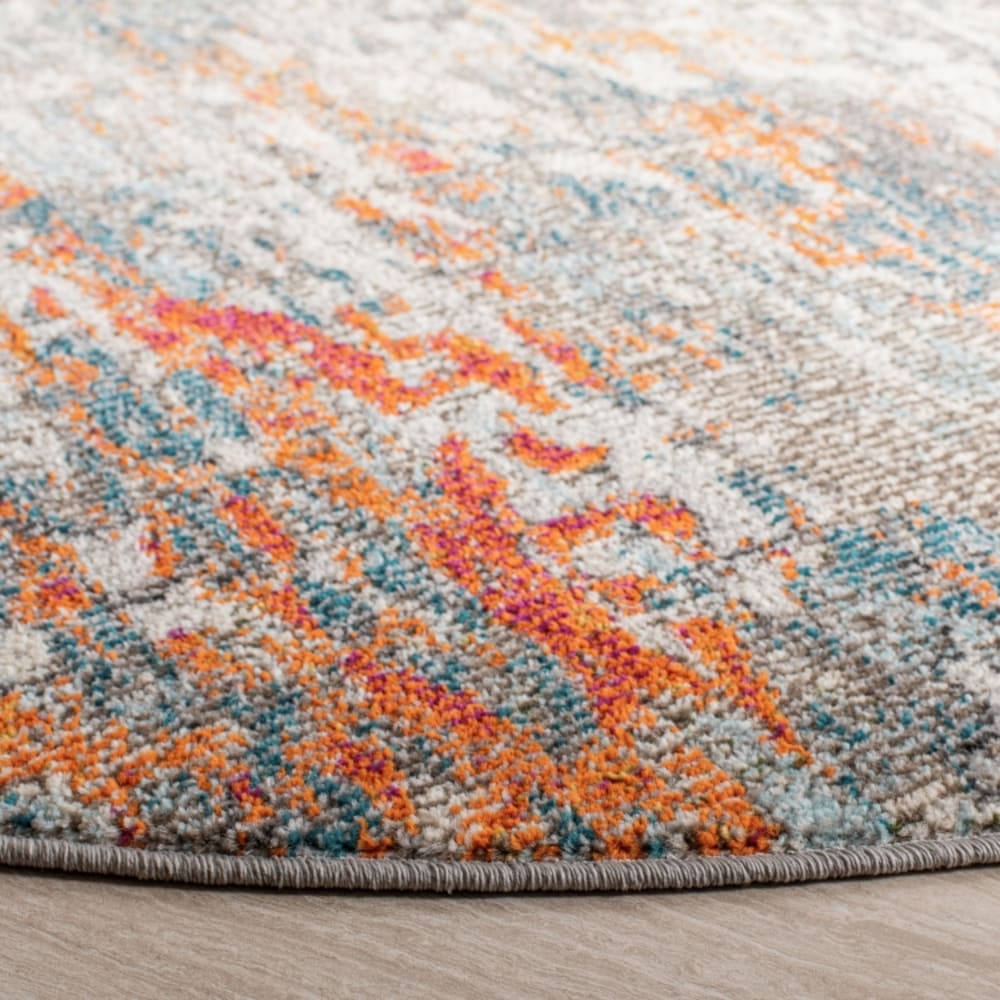 Tapis contemporain en polypropylène gris/orange, 122 cm — vue 4