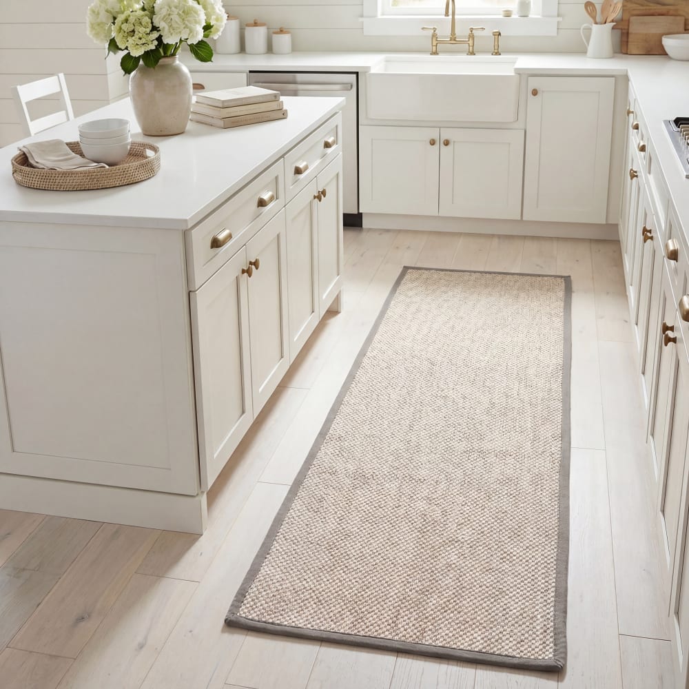 Tapis fibre naturelle en sisal blanc/vert, 76 x 183 cm — vue 4