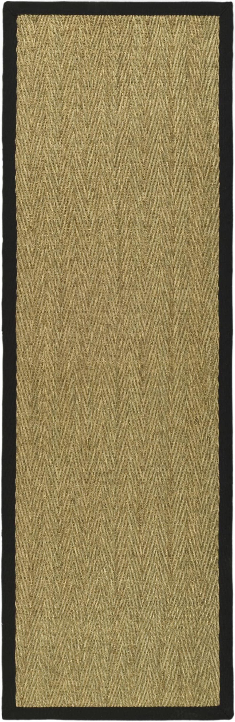 Tapis fibre naturelle en herbiers marins beige/noir, 61 x 91 cm
