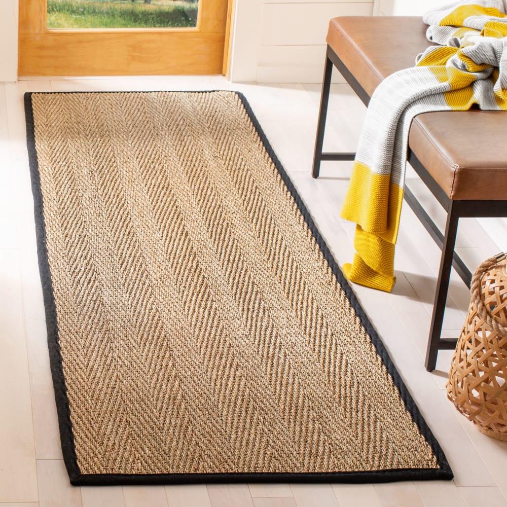 Tapis fibre naturelle en herbiers marins beige/noir, 61 x 91 cm — vue 3