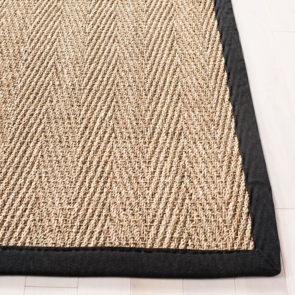 Tapis fibre naturelle en herbiers marins beige/noir, 61 x 91 cm — vue 4