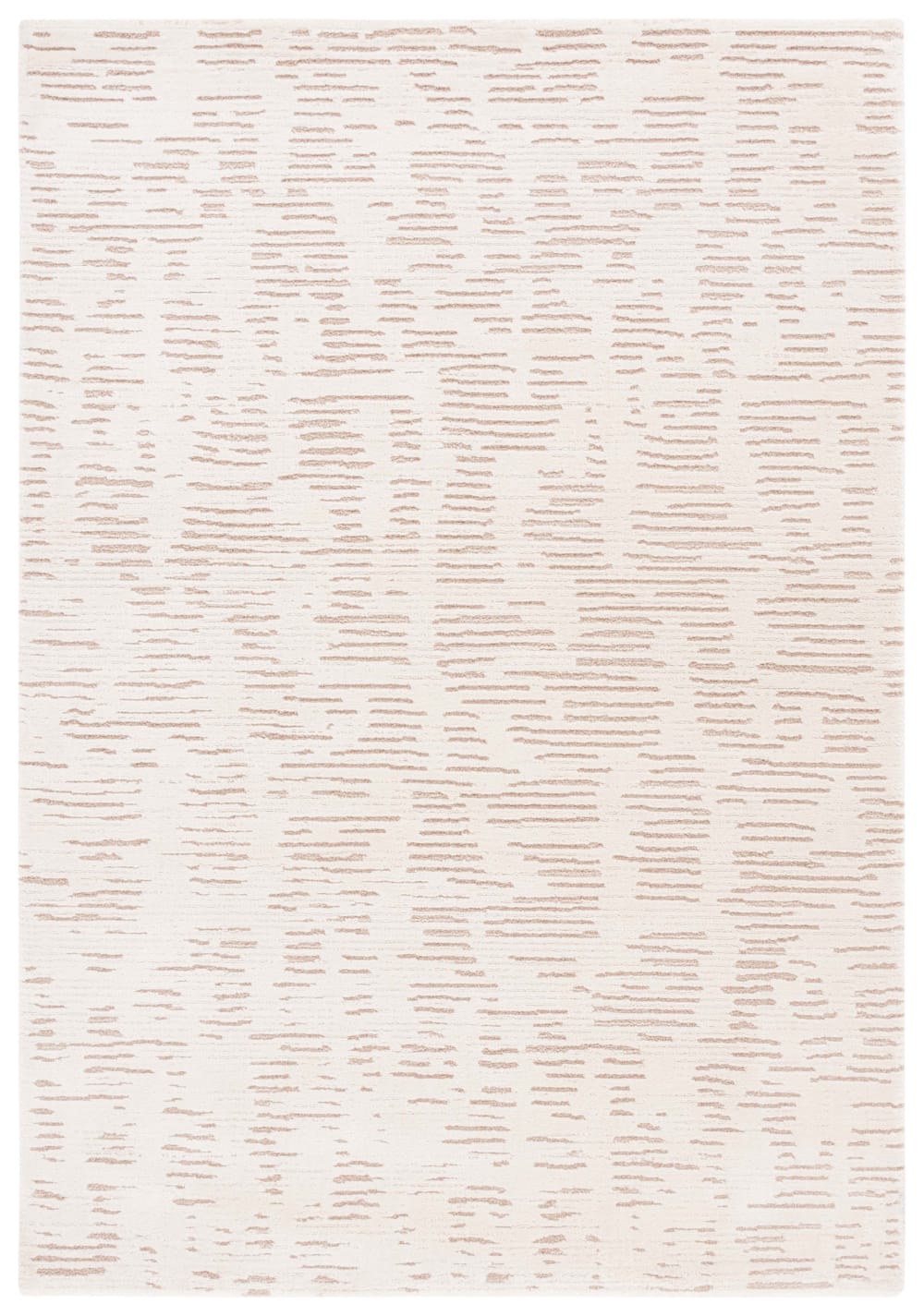 Tapis solide et tonale en polyester blanc/beige, 122 x 183 cm