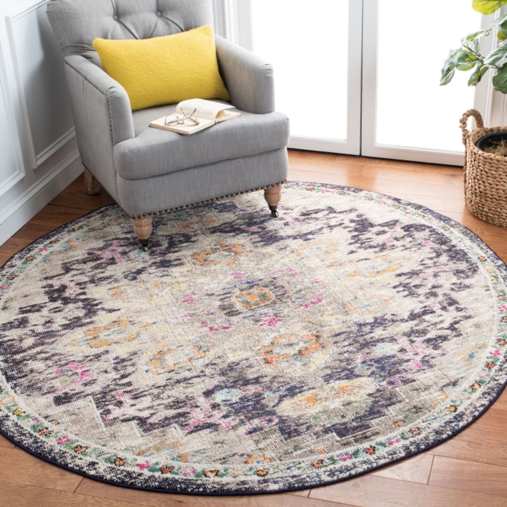 Safavieh Tapis de transition en polypropylène noir/or, 122 cm style vintage Doré Pp - Polypropylène