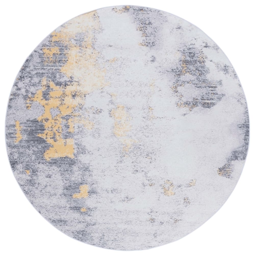 Tapis contemporain en polyester gris/or, 122 cm