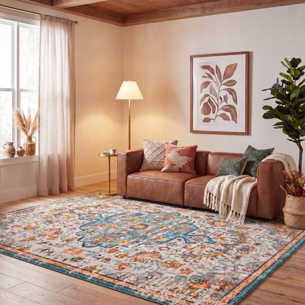 Tapis de transition en polypropylène gris/bleu, 244 x 305 cm — vue 3