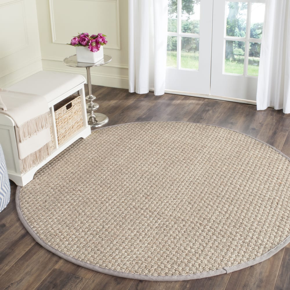 Tapis fibre naturelle en herbiers marins beige/gris, 213 cm — vue 3