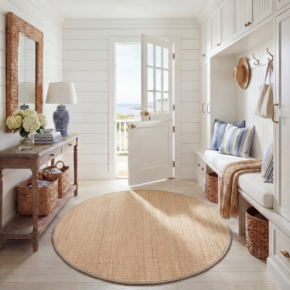 Tapis fibre naturelle en herbiers marins beige/gris, 213 cm — vue 4