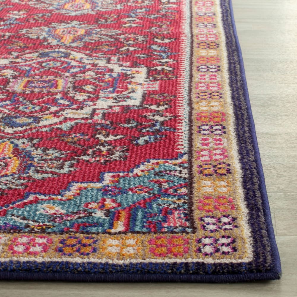Tapis bohème chic en polypropylène rouge/bleu, 91 x 152 cm — vue 4