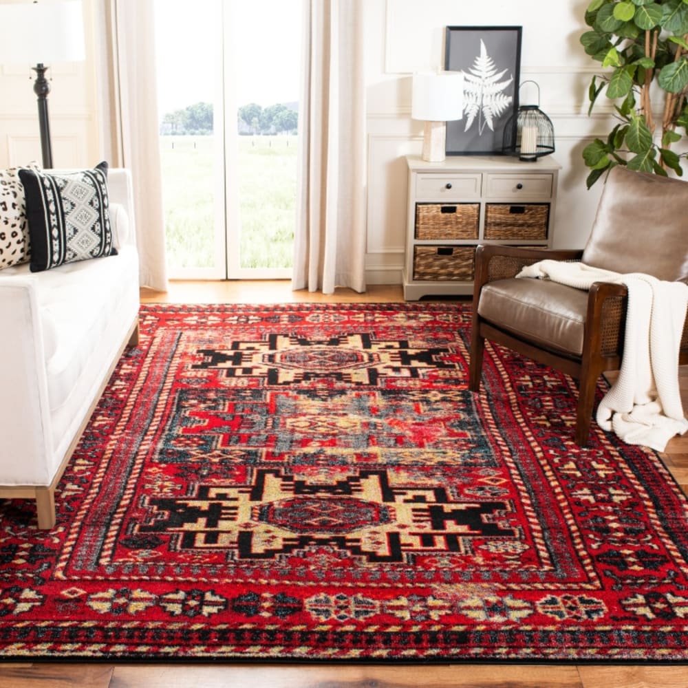 Tapis de transition en polypropylène rouge/multicolore, 235 x 305 cm