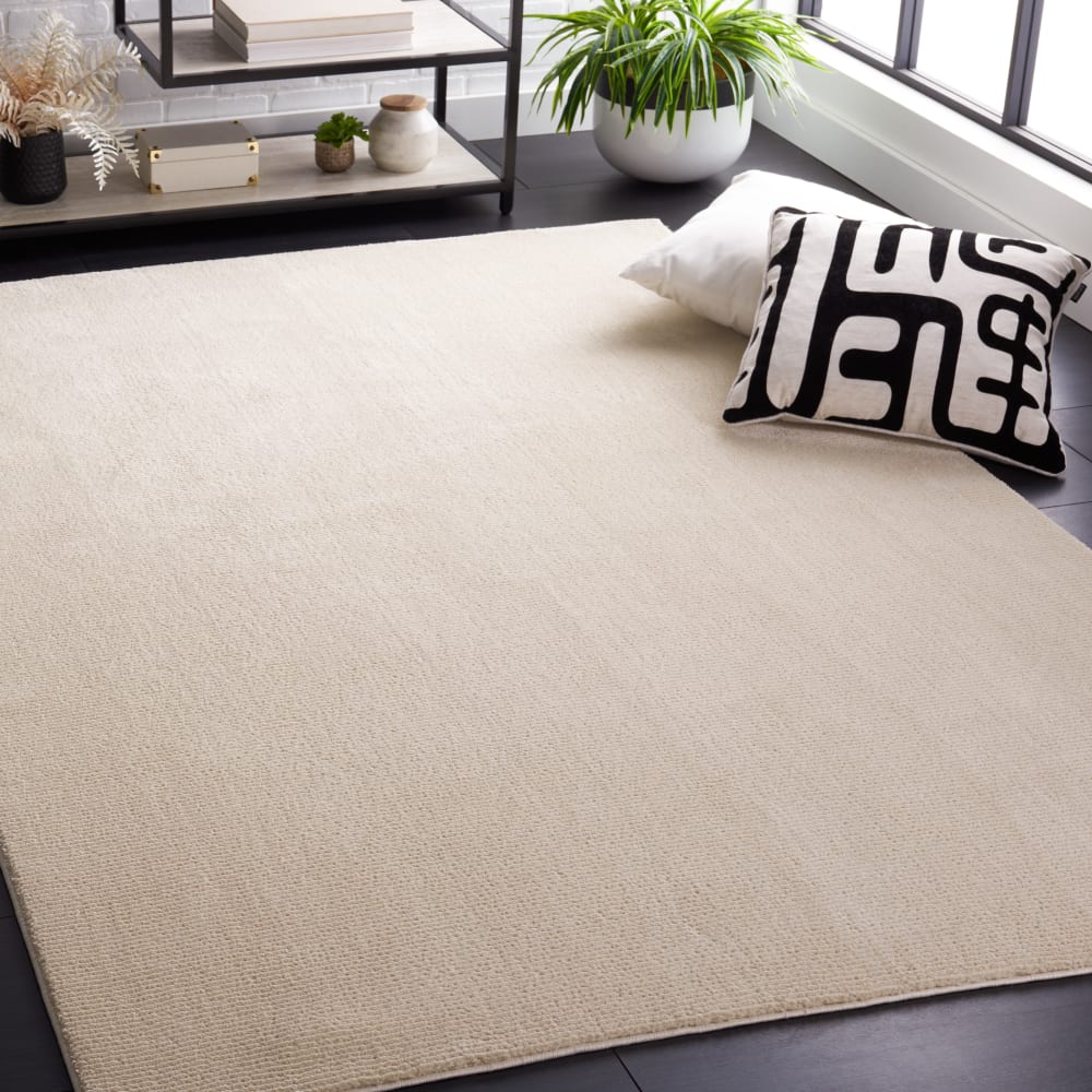 Tapis solide et tonale en polyester blanc, 201 x 274 cm — vue 3