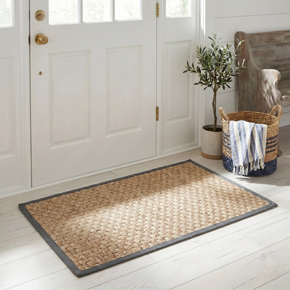 Tapis fibre naturelle en herbiers marins beige/gris, 61 x 91 cm — vue 3
