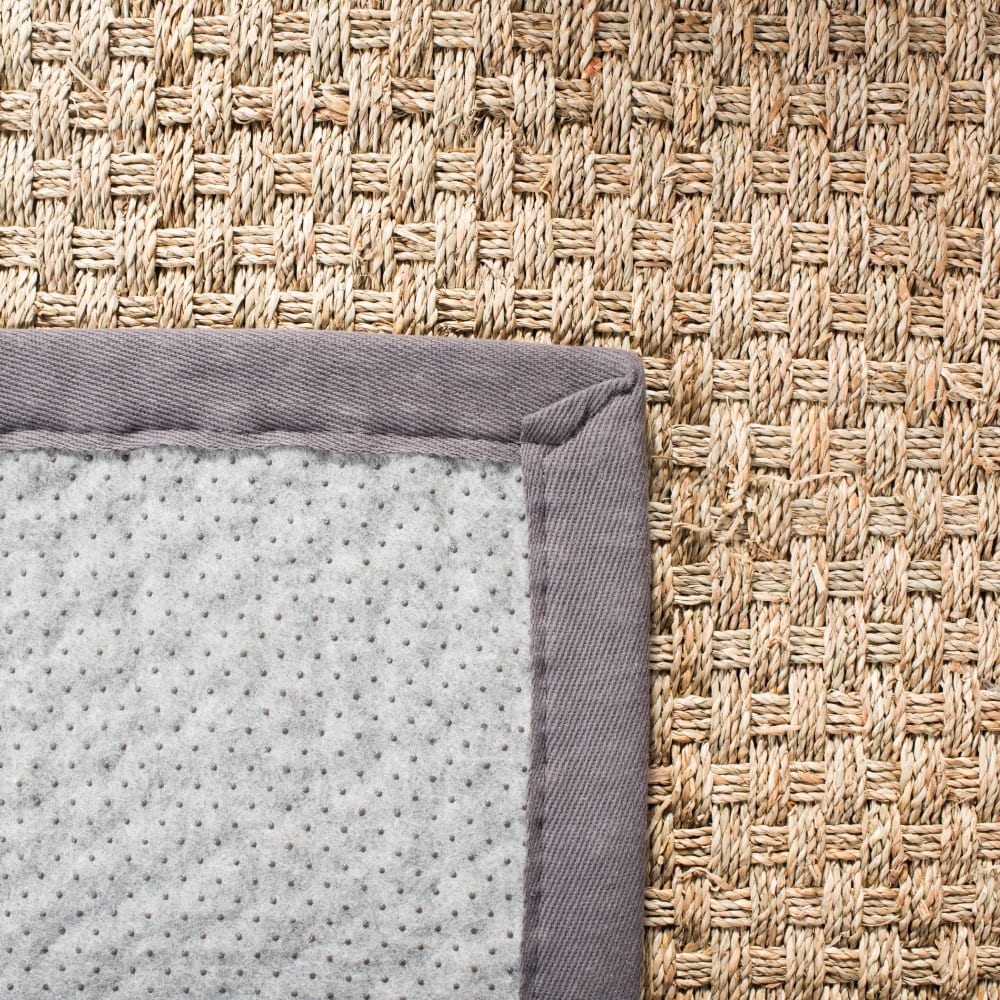 Tapis fibre naturelle en herbiers marins beige/gris, 61 x 91 cm — vue 4