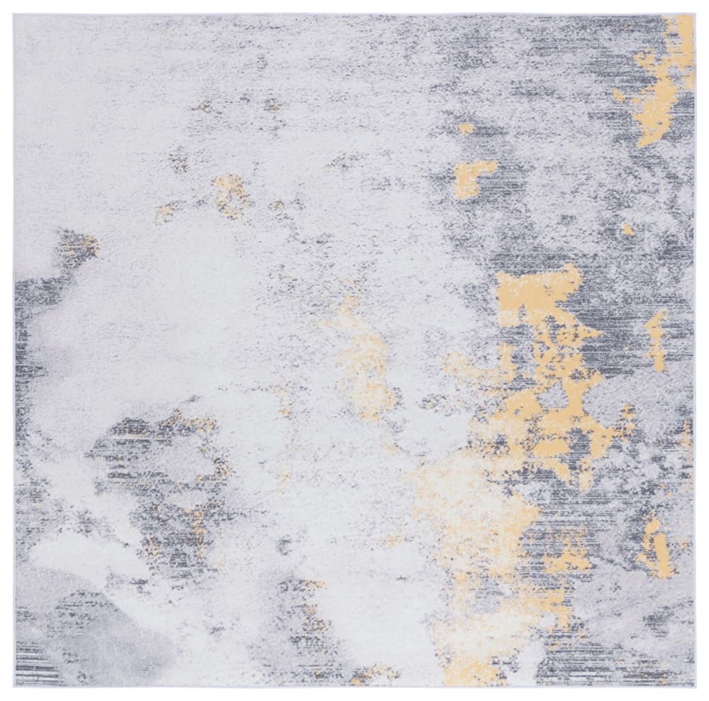 Tapis contemporain en polyester gris/or, 183 x 183 cm