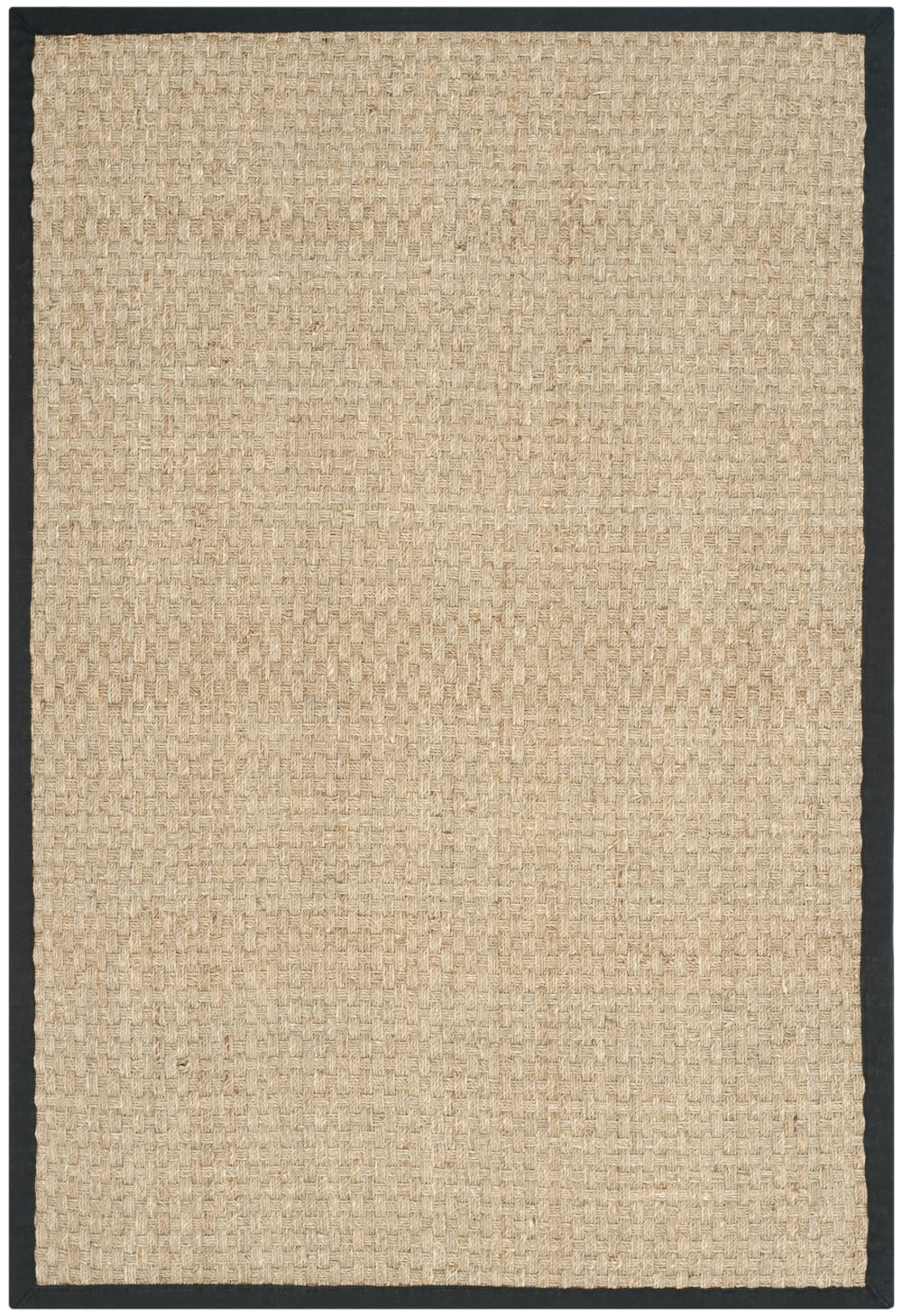 Tapis en herbiers marins beige/noir, 122 x 183 cm