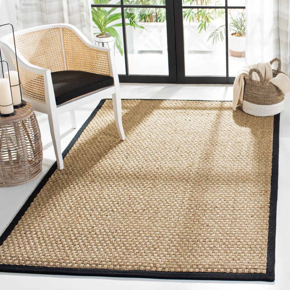 Tapis en herbiers marins beige/noir, 122 x 183 cm — vue 4
