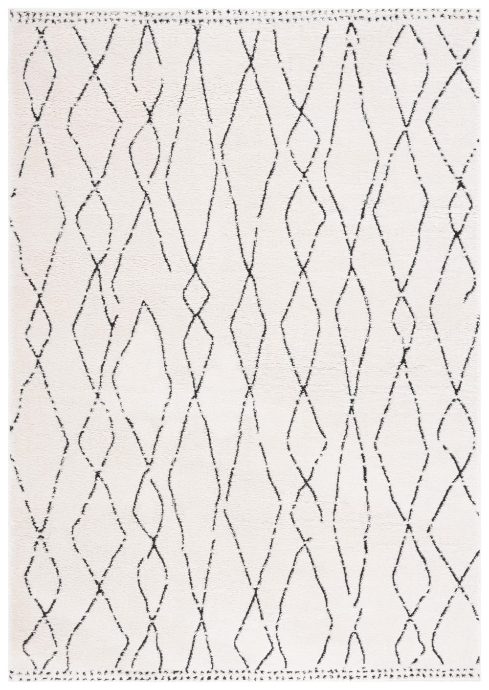 Tapis bohémien en polyester blanc/noir, 122 x 183 cm