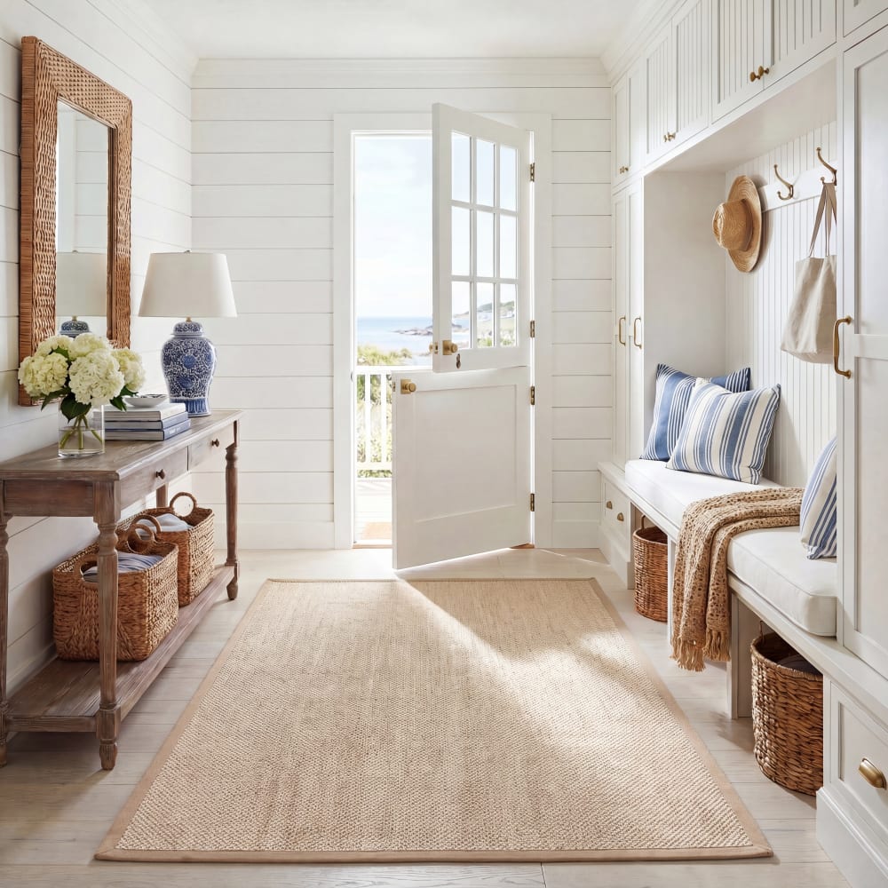 Tapis fibre naturelle en sisal blanc/beige, 122 x 183 cm - Maisons du Monde