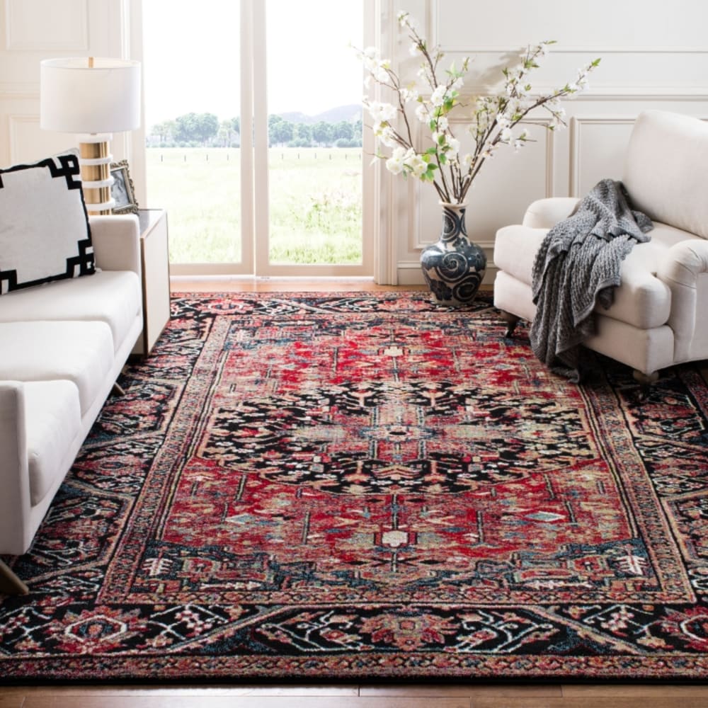 Safavieh Tapis de transition en polypropylène rouge/multicolore, 91 x 91 cm style vintage - Pp - Polypropylène