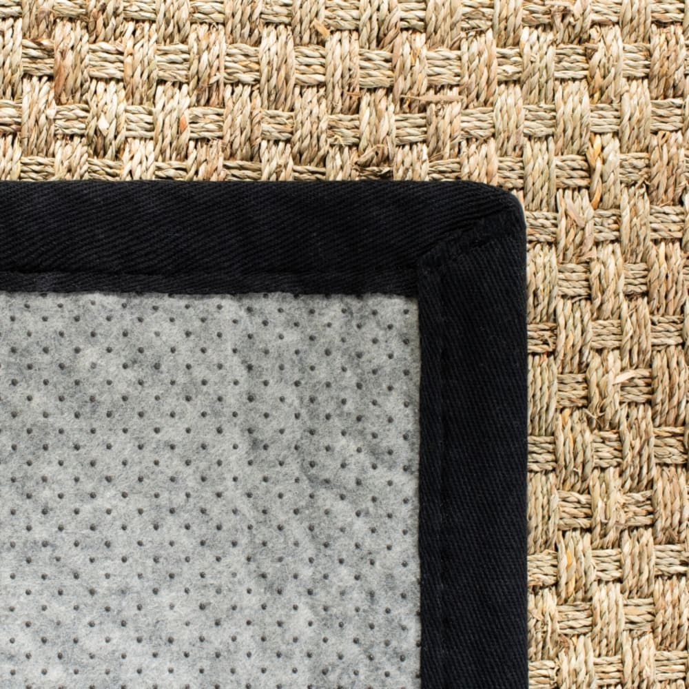 Tapis fibre naturelle en herbiers marins beige/noir, 122 x 122 cm — vue 3