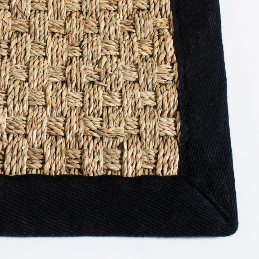 Tapis fibre naturelle en herbiers marins beige/noir, 122 x 122 cm — vue 4