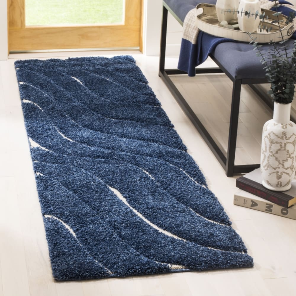 Tapis en polypropylène bleu/beige, 69 x 152 cm — vue 3