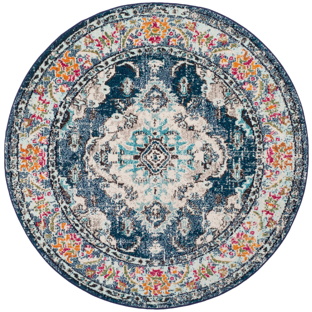 Tapis traditionnel en polypropylène bleu, 122 cm
