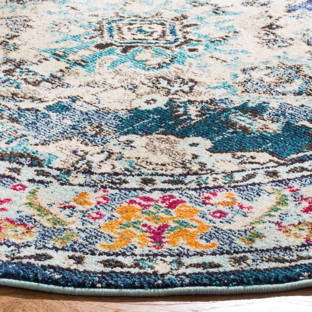 Tapis traditionnel en polypropylène bleu, 122 cm — vue 4